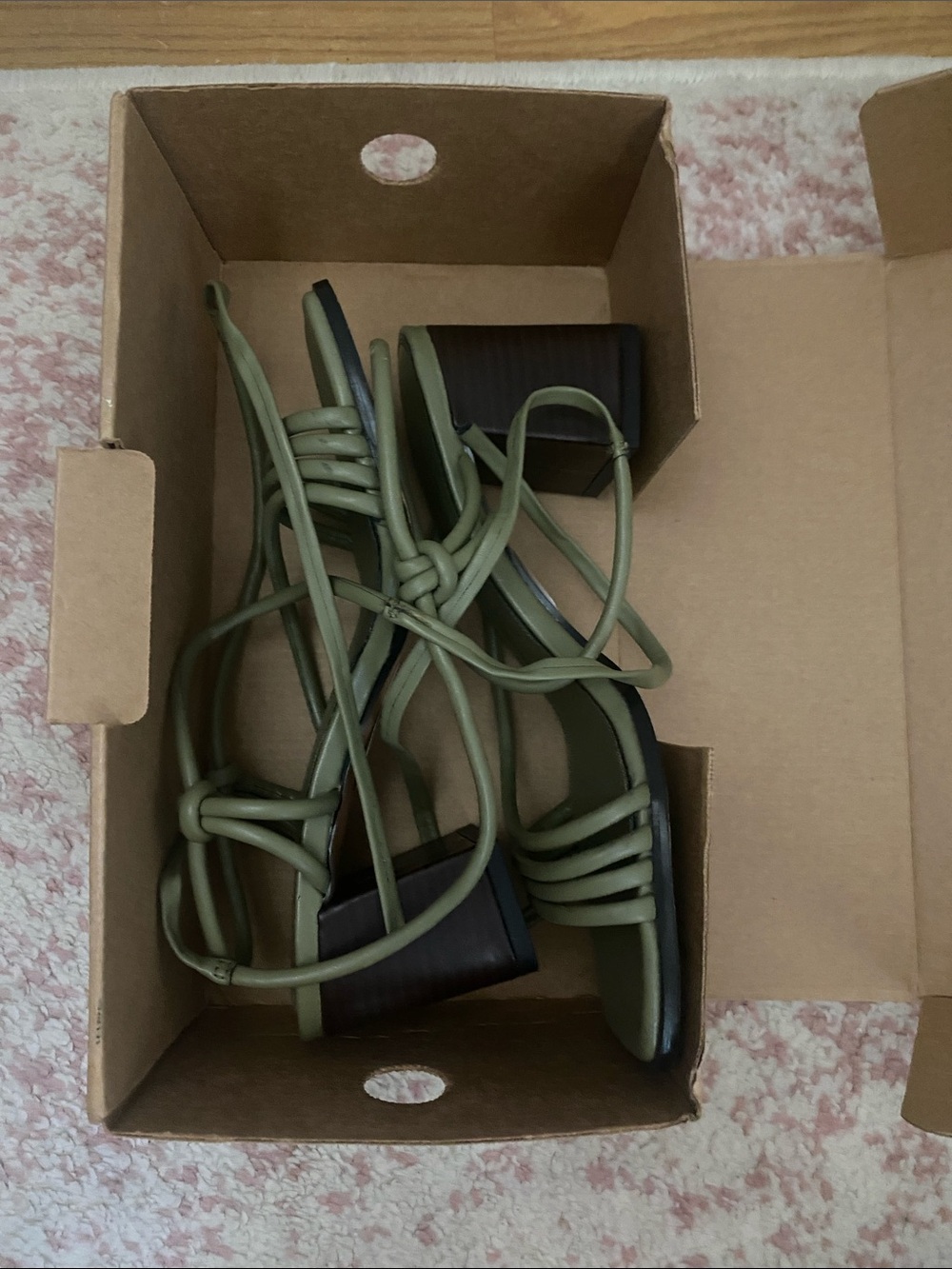 ASOS Olive Green Lace-Up Block Heel Sandals